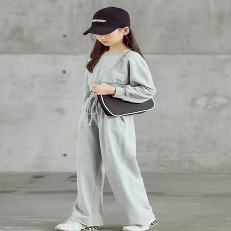 

Children Kid Toddler Girls Long Sleeve Solid Sweatshirt Pullover Blouse Tops Wide Legged Pants Trousers Outfit Set 2PCS Clothes