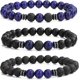thumbnail image 1 of Pulseras con cuentas para hombre, cuentas de piedra volcánica de roca de Lava mate para mujer, pulsera elástica, joyería de moda, lapislázuli, 1 of 5