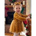 thumbnail image 5 of RUINIXCW Baby Girl Christmas Dress Star Print Long Sleeves Dress with Bow Headband, 5 of 8