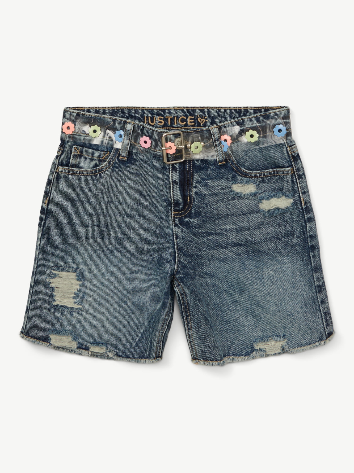 Justice Girls Distressed Longer Length Short, Sizes 6-18