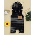 thumbnail image 2 of Suealasg Infant Baby Boys Summer Bodysuit Short Sleeve Round Neck Striped Print Hoodies Jumpsuit Newborn Boy Casual Rompers Clothes, 2 of 9