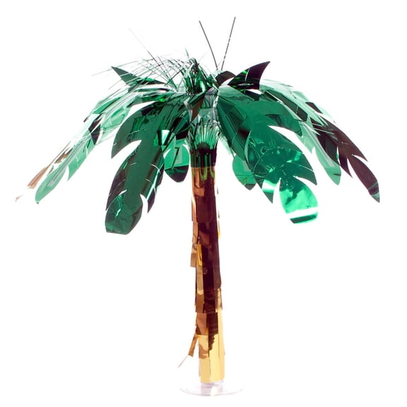 Beistle Tropical Luau Palm Tree 18" Cascading Centerpiece, Green Gold