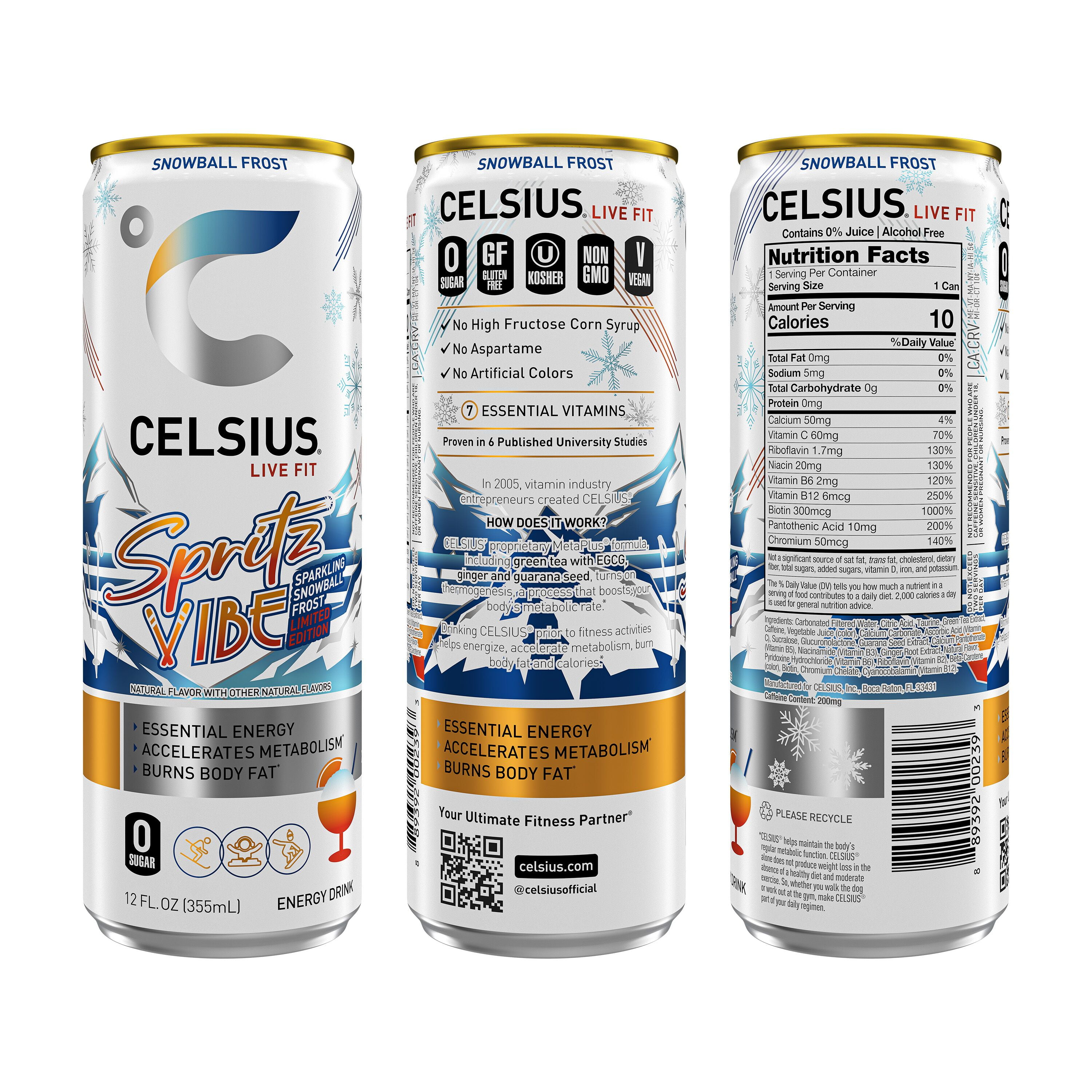 CELSIUS Sparkling Spritz Vibe, Functional Energy Drink 12 Fl Oz