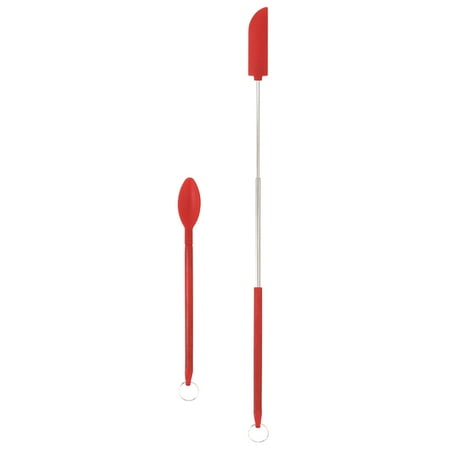 

Goxfaca Small Silicone Spatula | 2pcs Mini Silicone Telescopic Spatula and Scooping Spoon | Heat-Resistant Mini Silicone Spatula for Cooking Mixing Stirring