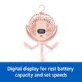 thumbnail image 2 of Mainstays 4" 3-speed Portable Rechargeable Fan, Flexible Tripod and Digital Display, Pink Blush, Model#FN1005NPB, 2 of 8