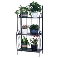 thumbnail image 4 of 3-Tier Plant Stand Rack, Tall Metal Book Holder Organizer Shelf, Elegant Scrollwork Freestanding Potted Plants Display Storage Rack for Indoor and Outdoor, Home Decor, 4 of 9