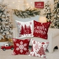 thumbnail image 4 of 12x12 Red Christmas Pillow Covers Set of 4, Lumbar Pillowcase, Winter Decorative Pillow Case, Merry Christmas Tree Cushion for Indoor Home Bedroom Sofa Xmas Couch Decor, 4 of 6