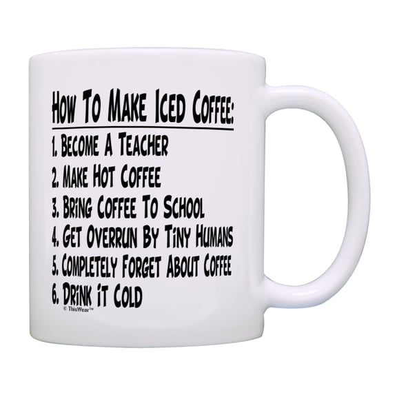 ThisWear Teacher Gifts How To Make Iced Coffee Funny Teacher Mug 11 ounce Coffee Mug