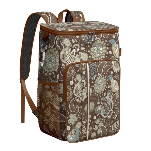 Exotic Mandala Inspired Paisley Cooler Backpack - Insulated 20L Soft Cooler Bag with Tablet Pocket, Perfect for Workers & Families