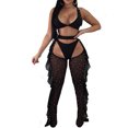 thumbnail image 1 of 1 98% Polyester 2% Spandex Sexy Mesh Beaded Wood Ear Trio Set, 1 of 7