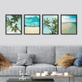 thumbnail image 2 of PixonSign 4 PCS Posters White Topical Teal Sky Palm Tree Beach Ocean Seaside Wall Art Nature Wilderness Realism Landscape Prints Modern Room Decor for Living Room, Bedroom, Bathroom - 12"x16" Black, 2 of 5