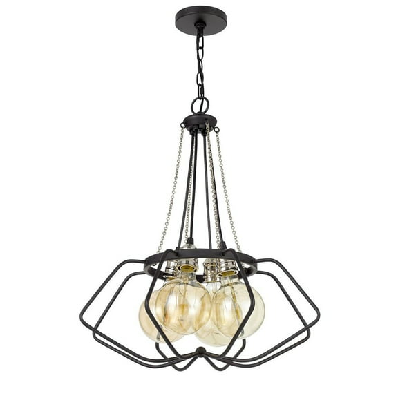 60W X 4 Ladue Metal Chandelier (Edison Bulbs Shown Are Included), Black - Chrome