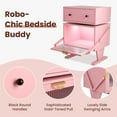thumbnail image 6 of RoyalCraft Nightstand with LED Light Strips, Rotating Drawer & Glass Door Storage, Pink, 6 of 7