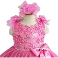 thumbnail image 2 of Jenniferwu Newborn Little Girl's Pageant Party Birthday Dress Sequins lace Fabric Dress G190-2 Deep Pink 12-18M, 2 of 6