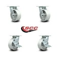 thumbnail image 2 of 5 Inch Semi Steel Swivel Caster Set with Roller Bearings 2 Brakes Service Caster, 2 of 2