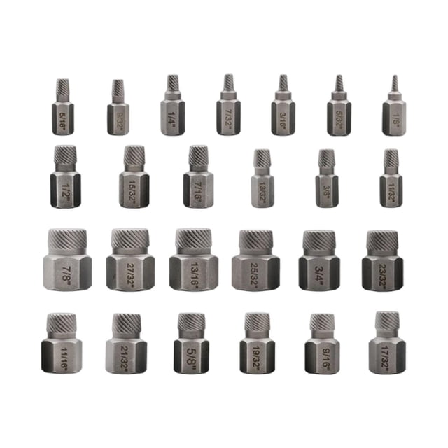 Scienceny 25x Extractor de tornillos dañados Mango hexagonal para quitar tornillos de tuercas rotas Artesanía Plata