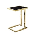 thumbnail image 2 of Inspired Home Noelani End Table Hight Gloss Lacquer Finish Top Polished Stainless Steel Base, Black/Gold, 2 of 9