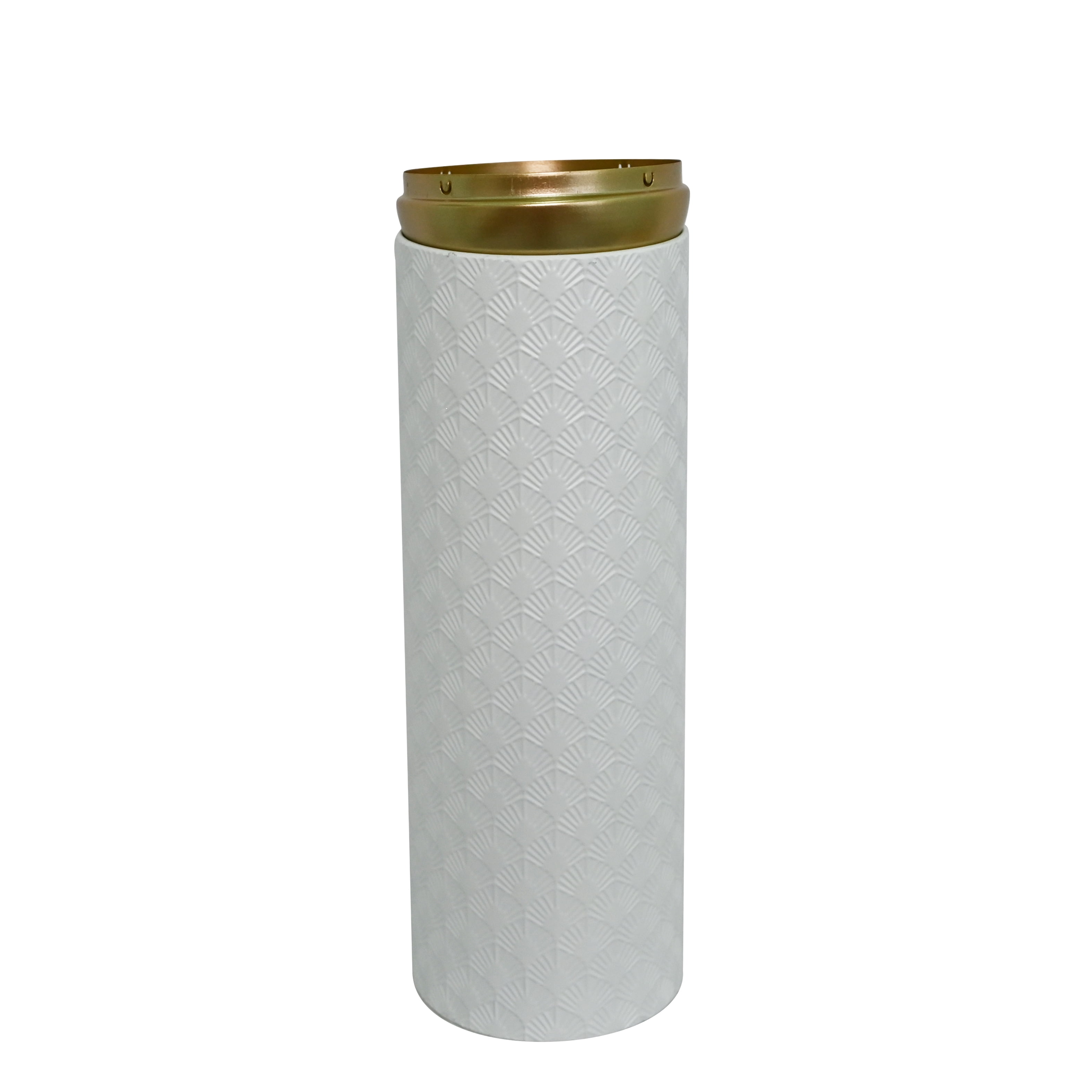 Metal Floor Vases Set of 3 with Leaf Pattern, Tall Decorative Vases and Home Decor Accents for Living Room Entryway, White and Gold