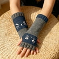 thumbnail image 4 of Cute Fingerless Gloves for Women Knit Cat Gloves Warm Winter Mittens Open Finger Glove for Typing In Cold Office, 4 of 7