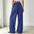 thumbnail image 3 of Casual Dress Pants Elastic Waistband Solid Long Trousers Work Slacks Straight Leg Pull On Pants(Blue,M), 3 of 5