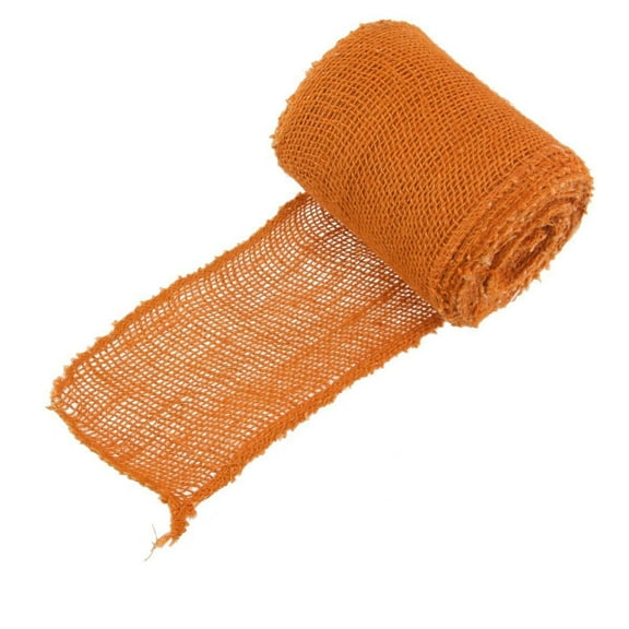 JubileeYarn Burlap Jute Craft Ribbon - 5.5" x 10 Yards - Orange - 3 Rolls