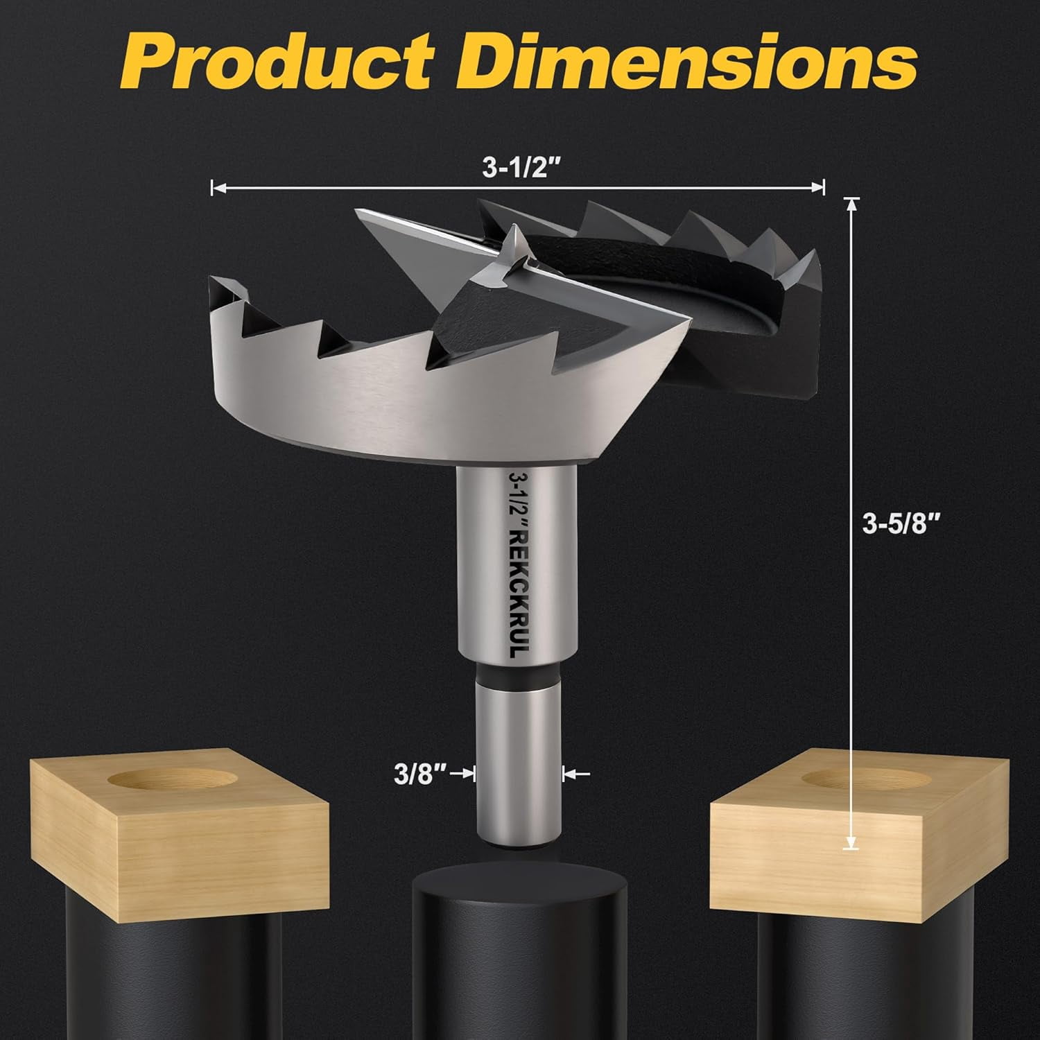 FRKSMD-3-1/2 Inch Forstner Bit, 3-1/2" Forstner Drill Bit for Woodworking, Hinge Cutter for Hardwood, Plywood, Plastic