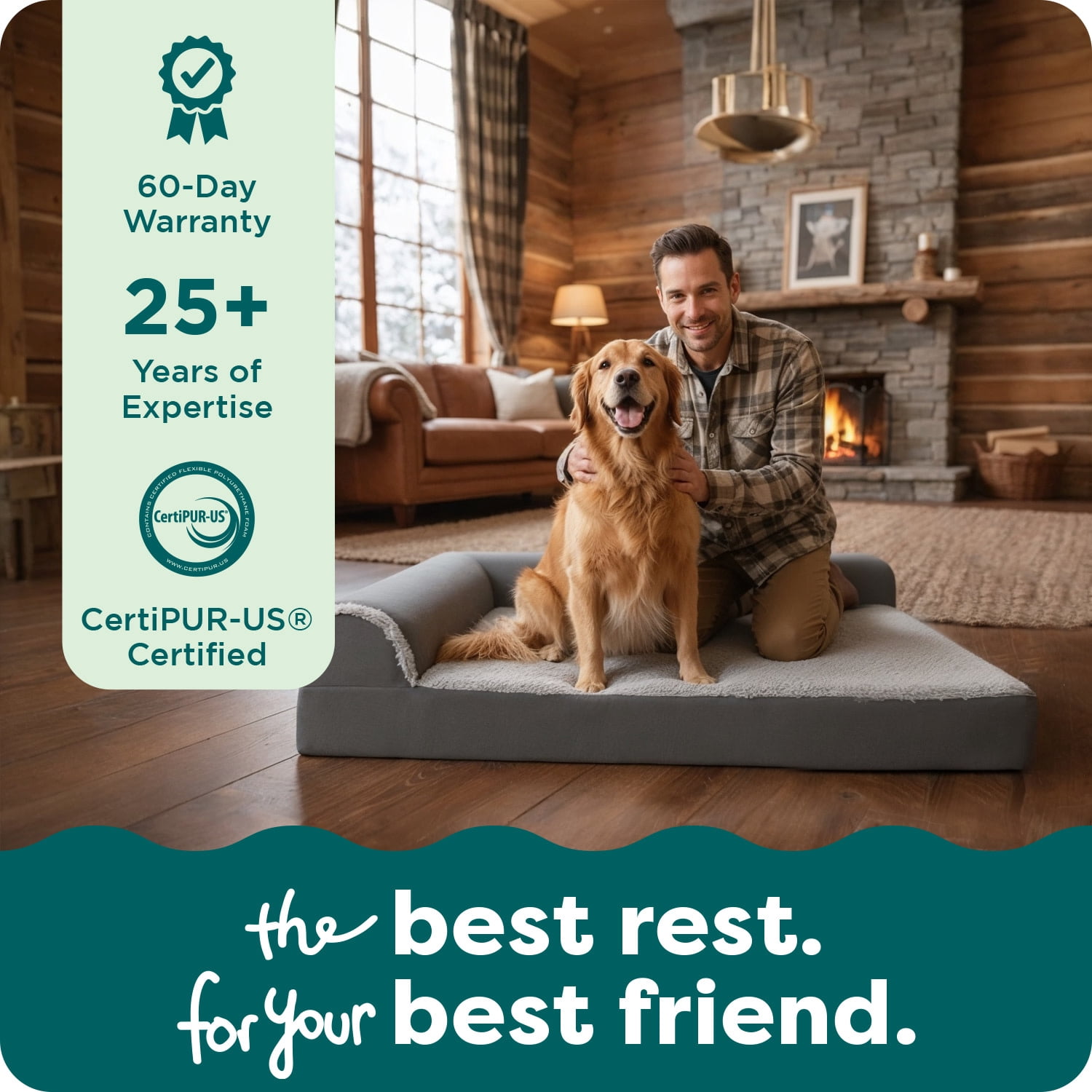 FurHaven Pet Products Two-Tone Faux Fur & Suede Orthopedic Deluxe Chaise Lounge Pet Bed for Dogs & Cats - Espresso, Jumbo Plus