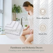 Siiluminisoy White Fabric Shower Curtains , Mildew-Resistant,Weighted-Hem Boho Bathroom Curtain,Water-Repellent, Machine-Washable,Chevron Textured Design,72 x 72