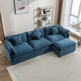 thumbnail image 6 of Williamspace 111.4" Convertible Sectional Sofa Couch, Modern L-Shaped Upholstered Sofa with Reversible Chaise and 5 Pillows, Luxury Comfy Deep Seat Couch with Ottoman for Living Room Apartment, Blue, 6 of 7
