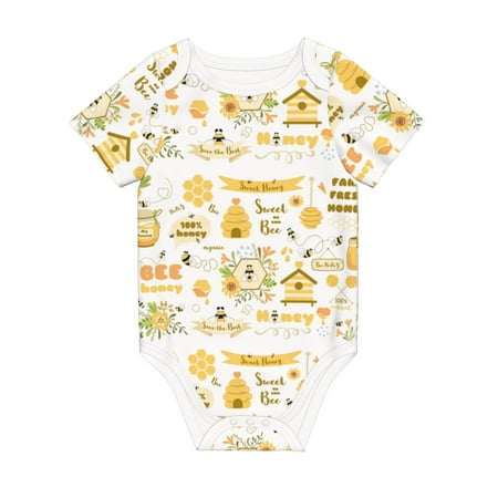

Matuu Farm Bee Cute Honey for Baby Short-Sleeve Bodysuit Soft Cotton Comfortable and Breathable Perfect for Newborns and Infants