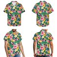 thumbnail image 3 of Jiueut Tropical Hibiscus Plumeria Monstera Palm Leaves Pattern Couple Matching Outfit Men's Button Down Shirt, Women's Sleeveless Sundress Beach Vacation Cruise Luau Family Matching Set, 2XL, 3 of 5