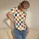 thumbnail image 3 of Fotbe Floral Checkerboard Body de Mujer con Cuello Redondo y Mangas Cortas, Sin Mangas Ajustado, Suave, Cómodo y Básico-XX-Large, 3 of 7