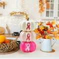 thumbnail image 6 of Summercome 3 Pcs Breast Cancer Awareness Decorations Artificial Pumpkins Bulk Faux Foam Pumpkins with Pink Ribbon Pattern for Fall Halloween Table Decor (Hot Pink, White), 6 of 7