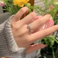thumbnail image 3 of Anillo de plata de ley con doble circón de estilo de lujo ligero, anillo de mariposa ajustable con apertura de sentido de gama alta para mujer Sailing Electrónica, 3 of 5