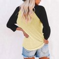 thumbnail image 4 of Plebaso Chemises à Manches 3/4 pour Femmes Col Rond Tops à Blocs de Couleur Décontractés Amples Blouses pour Femmes, 4 of 4