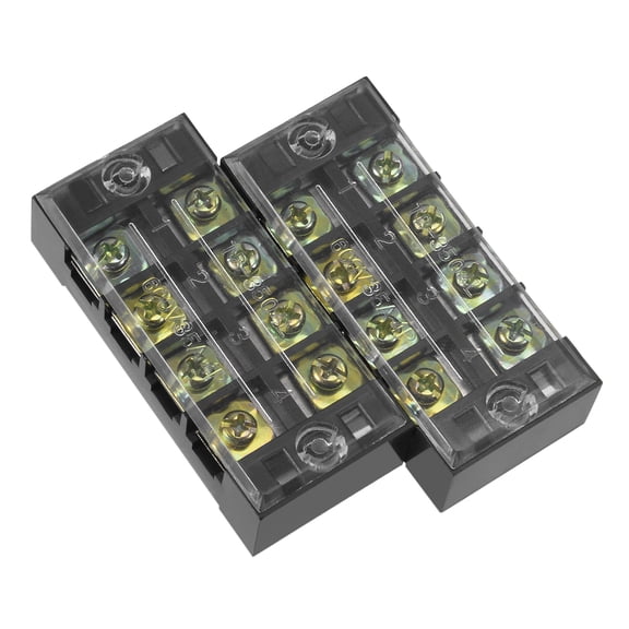 2 Pcs 4 Positions Dual Rows 600V 35A Wire Barrier Block Terminal Strip TB-3504L