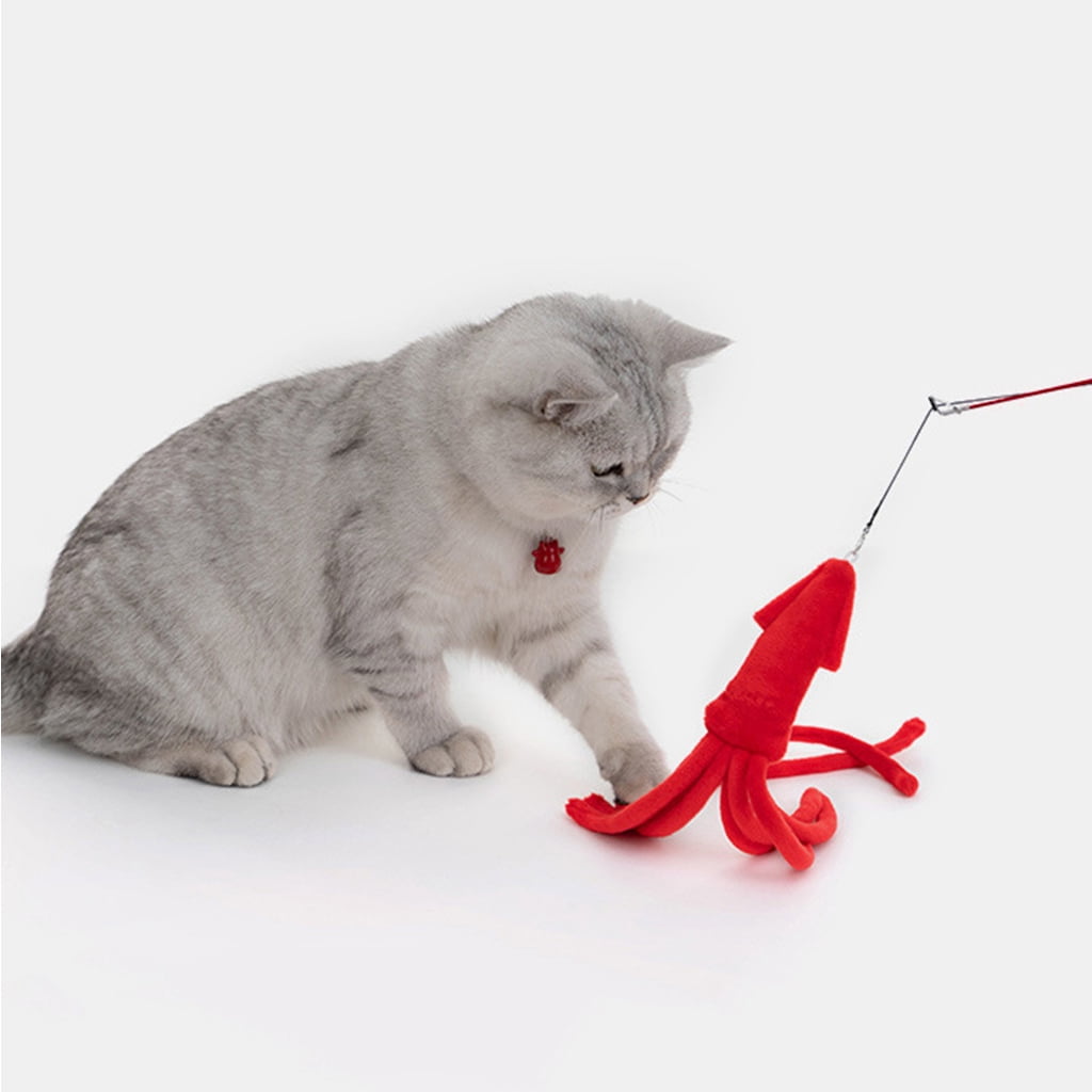 Cats Teaser Toy Interactive Kitten Teasing Wand Toy with Plush Toy Retractable for Indoor Kitten Playing Chasing