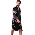 thumbnail image 3 of Men's Silk Printed Bathrobes Long Sleeve Satin Kimono Robe, 3 of 5