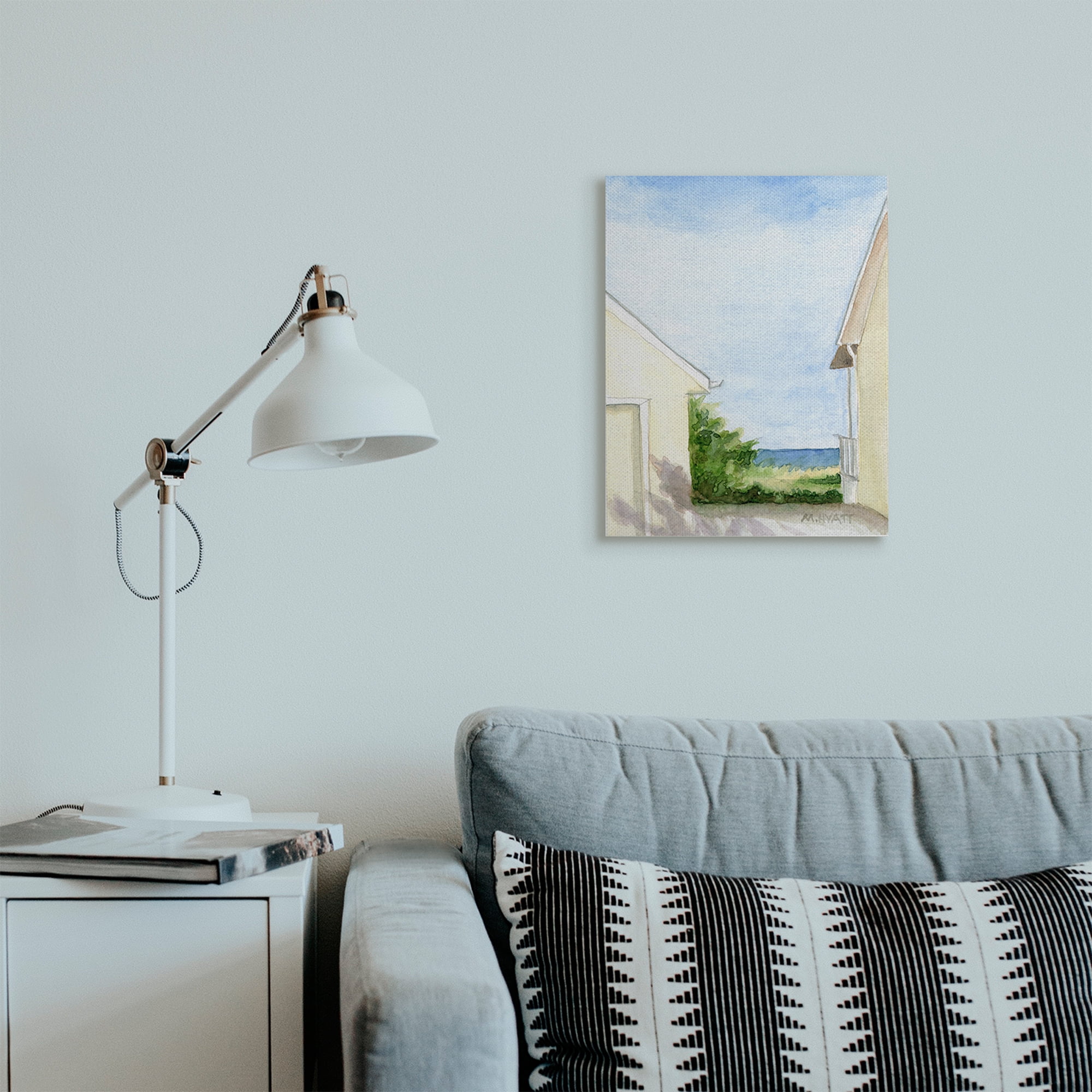Stupell Industries Ocean Cliffside In-Between Beach Cottage Architecture Canvas Wall Art, 16 x 20, Design by Melissa Hyatt LLC