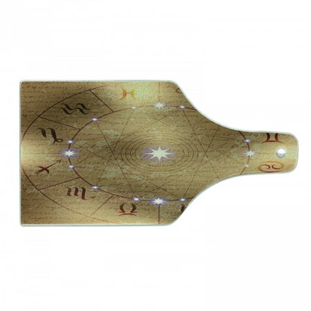 

Zodiac Cutting Board Circle of Zodiac Signs on Manuscript Background Horoscope Astrology Theme Decorative Tempered Glass Cutting and Serving Board in 3 Sizes by Ambesonne