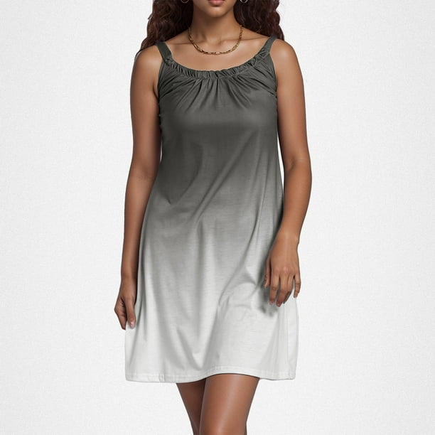 WILLBEST Vestidos para Mujer Verano para Mujer, Vestidos Playeros Tipo Camiseta sin Mangas, Vestido Informal Bohemio sin Mangas, Vestido Playero Corto Sexi para Fiesta 628 Mediana