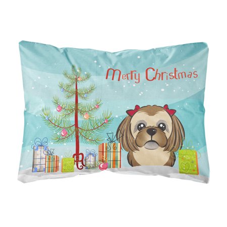 Christmas Tree And Chocolate Brown Shih Tzu Fabric Decorative Pillow Beauteous Shih Tzu Decorative Pillows Christmas Tree And Chocolate Brown Shih Tzu Fabric Decorative Pillow Beauteous Shih Tzu Decorative Pillows