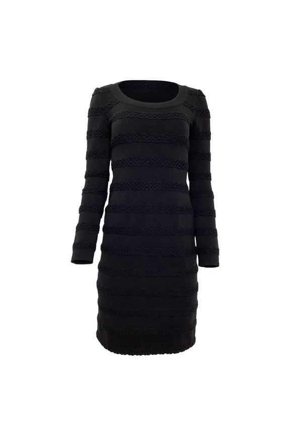 Pre-Owned Alaia Long Sleeve Mini Dress in Black Virgin Wool