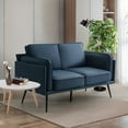 thumbnail image 3 of 60" Modern Sofa Mid-Century ,Faux Leather Loveseat Small Couch for Small Space,Easy to install, Blue, 3 of 5