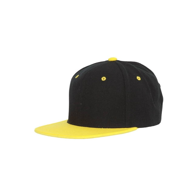CTH Casquette Snapback Vintage 2 Tons, Noir Jaune