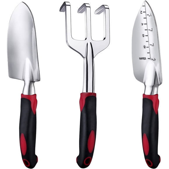 FANHAO Garden Tool Set, 3 Piece Heavy Duty Garden Trowels Cast-Aluminum Garden Hand Shovels with Non-Slip Rubber Grip, Idea for Tr