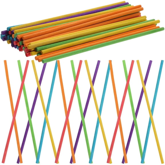 50 Pcs Arts and Crafts for Kids Colorful Wooden Sticks Children Log Manual