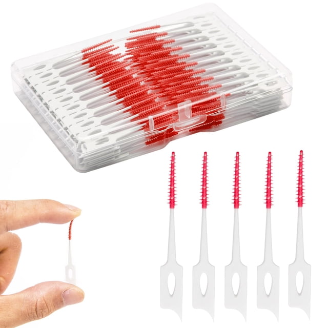 Cepillos interdentales ACSKD, palillos de hilo dental, 200 unidades, rojos