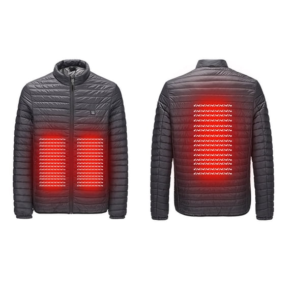 Heated Mens Jacket Fast Warm Up Smart Usb Electric Belly Back Warming Winter Thermal Layer Heated Down Jacket Long Sleeve Zip Up Heating Clothing Thermal men's Winter Jacket