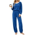 thumbnail image 5 of Naittoop Fleece Pajamas Womens Petite Casual Loose Comfy Thermal Plush Fuzzy Long Sleeve Sleepwear Winter 2 Piece Lounge Sets, 5 of 5